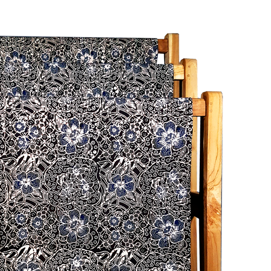 SARUNG AGEMAN - ANALAYA SERIES Batik Motif Floral Klasik Hitam Navy Katun 220x125 cm