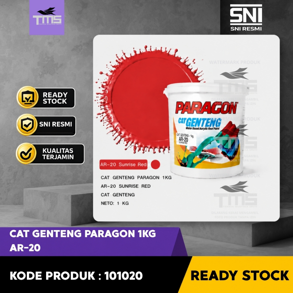 Cat Genteng Paragon 1KG AR-20 Sunrise Red Cat Atap Genteng Tahan Cuaca Warna Merah Cerah Cat Genteng