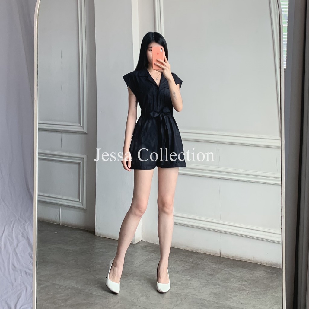 JESSA Premium Odysee Ribbon Jumpsuit TH 377 / 1004 COTTON Overall Wanita Pocket Terusan Celana Pende