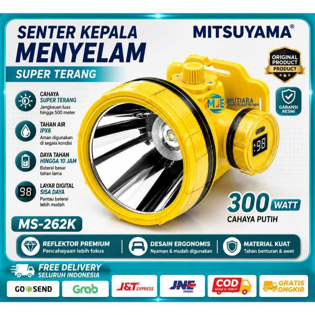 Senter Kepala Selam/Headlamp Diving LED 100W Mitsuyama MS-262P / MS-262K TERMURAH