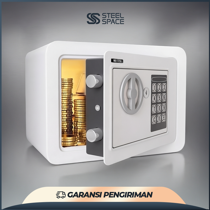 STEEL SPACE Brankas Baja Digital Mini Dengan Pin dan Kunci Manual
