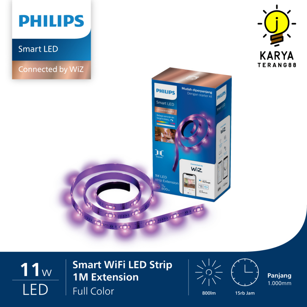 Lampu Philips Smart WiFi LED Strip RGB Extension Kit 1M 11W Watt - Lampu Strip Full Color 1 Meter - 