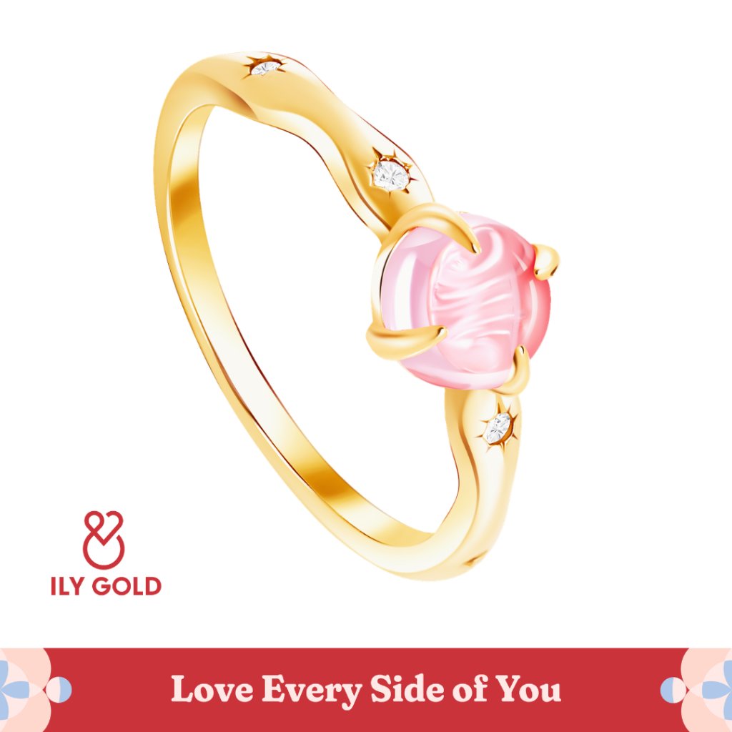 ILY GOLD Spectrum of Pink Beach Ring / Cincin 9K