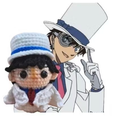 Keychain Rajut Kaito Kid / Bagcharm Rajut Kaito Kid / Ganci karakter anime
