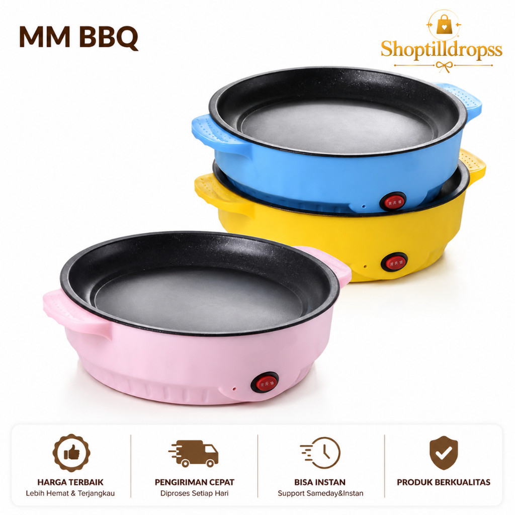 (1 Kg) Free Ongkir - Bbq M & M Panganggan Korean Bbq/Panci Listrik Bulat Grill 22Cm / All U Can Eat,