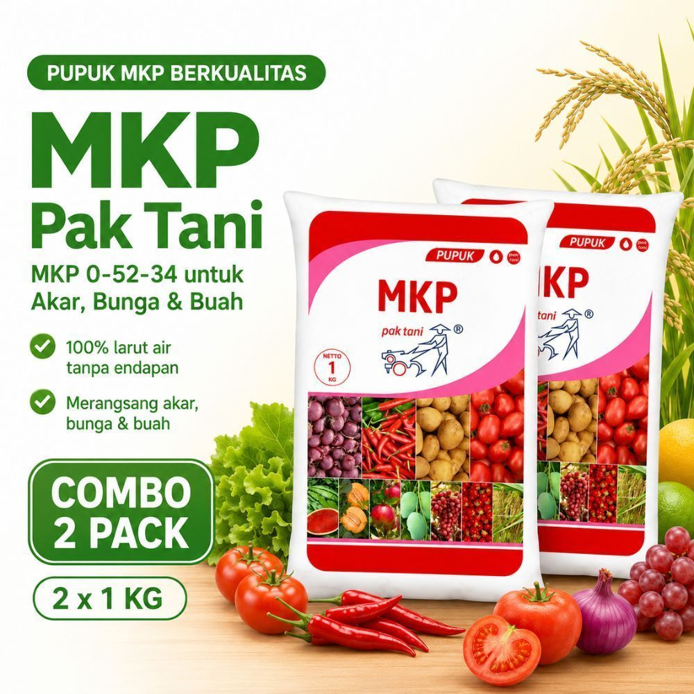 [COMBO 2 BUNGKUS] Pupuk MKP Pak Tani 1KG Pupuk MKP Larut Air, Perangsang Bunga & Buah, Mono Potassiu
