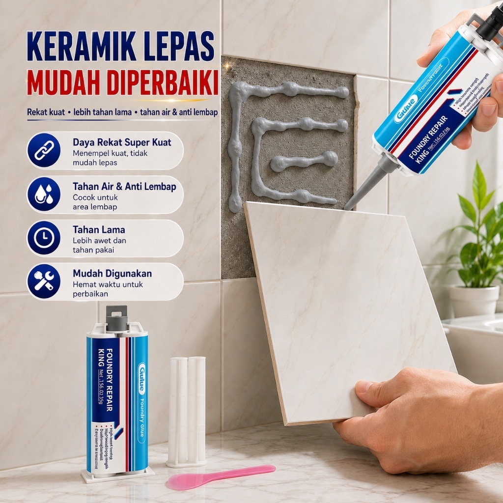 Lem Epoxy Repair Super Kuat untuk Keramik Granit Marmer Batu Sinter dan Plint Gulue