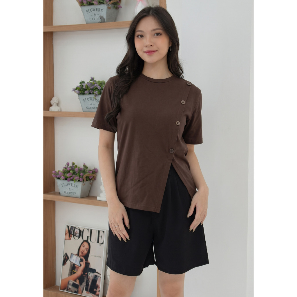 OH Girls  Kaos Sabita Korean T-shirt Kancing All Size #2A58