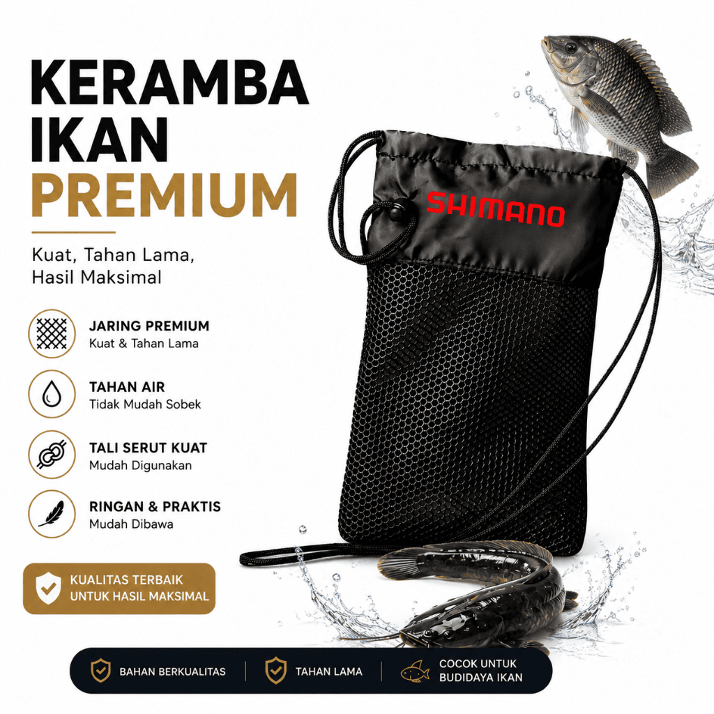 Keramba Ikan Jaring Pancing Multifungsi Dengan Tali Pelampung Kuat Dan Praktis