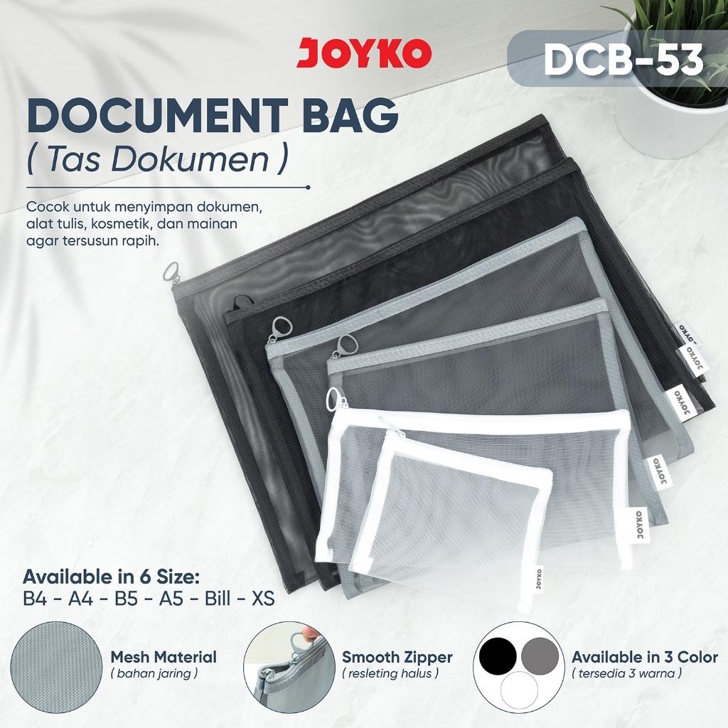Joyko Document Bag Map Seleting Mesh Material File / Tas Dokumen Joyko Jaring Jala Kotak Pensil Map 