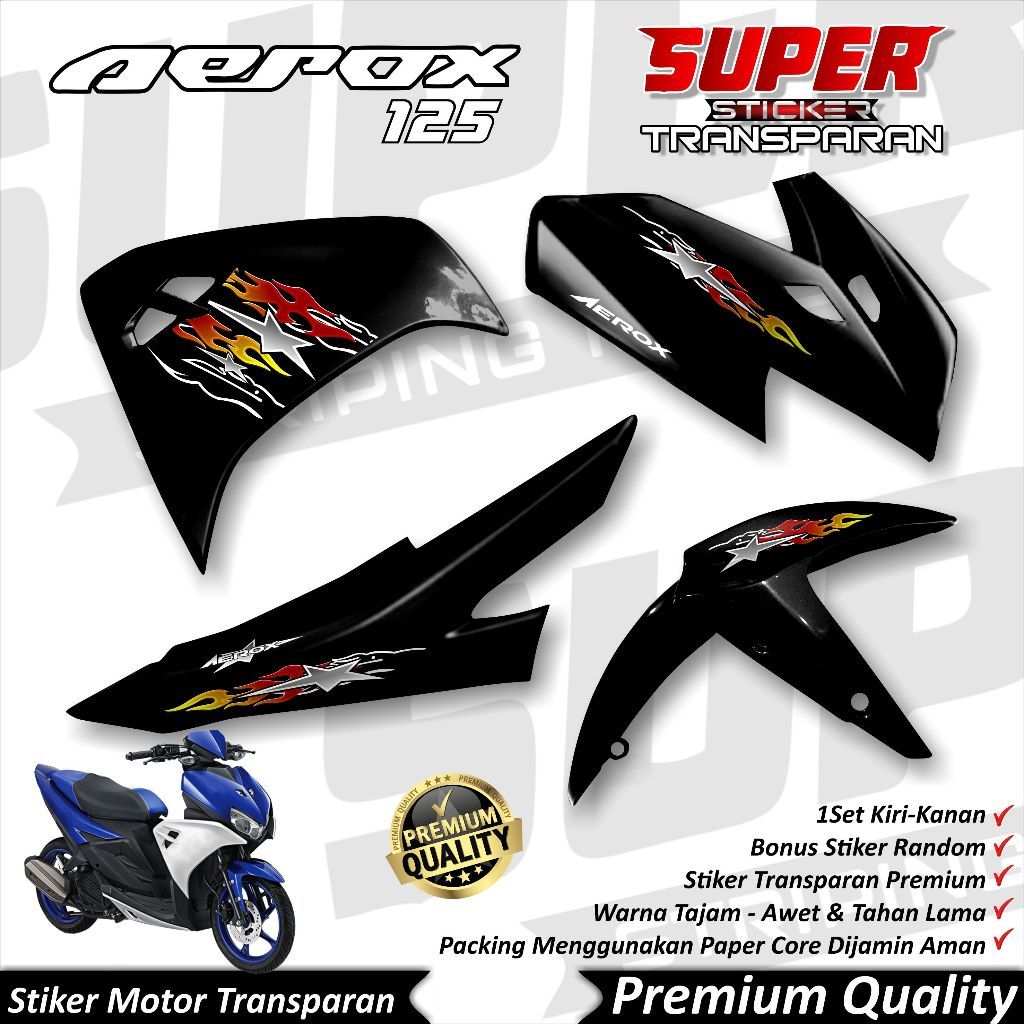 Stiker Aerox Transparan keren Striping Aerox 125 Stiker Transparan UV AeroxStriping Aerox 125 STARFL