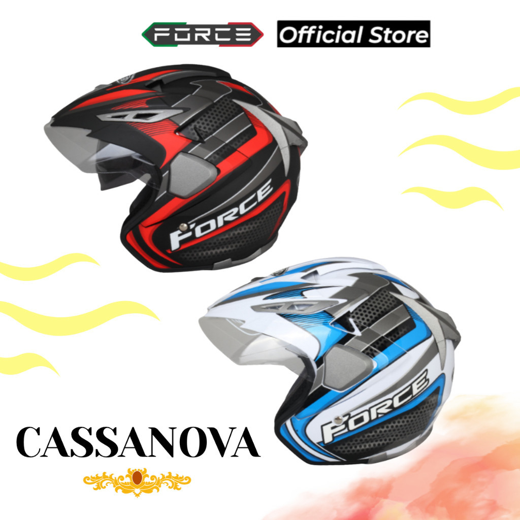 FORCE Cassanova Helm Half Face Double Visor (Non Smartlock)