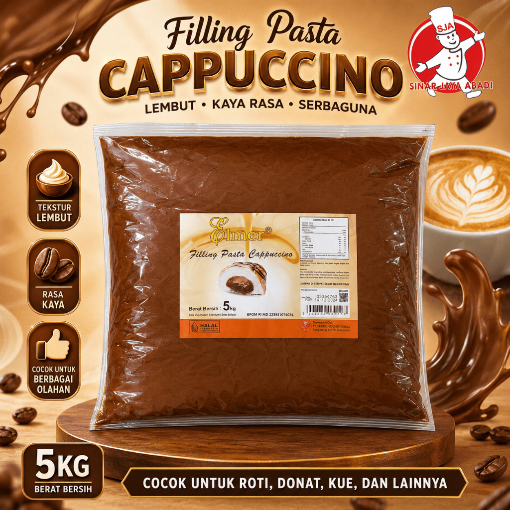 Coklat Filling Isian Roti Capuccino Elmer 5kg -Premium,Enak,Praktis