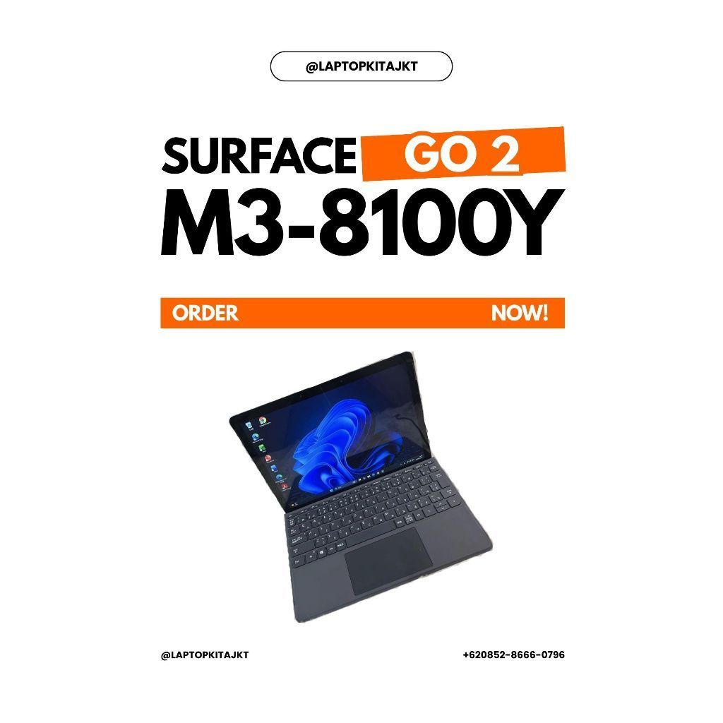 Microsoft Surface Go 2 M3 Gen 8, Intel Core M3, RAM 8GB, SSD 128GB, Layar 10.5 Inch, Hitam 2nd