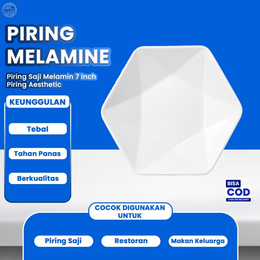 TOPTREE Piring Saji Melamin 7 inch - Piring Aesthetic - Piring Saji - Piring Estetik - Piring Ceper