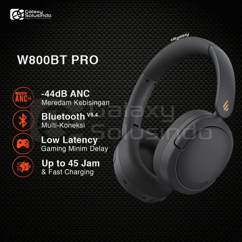 EDIFIER W800BT PRO Hi-Res Audio Bluetooth 5.4 ANC Wireless Headphone - Black - GM