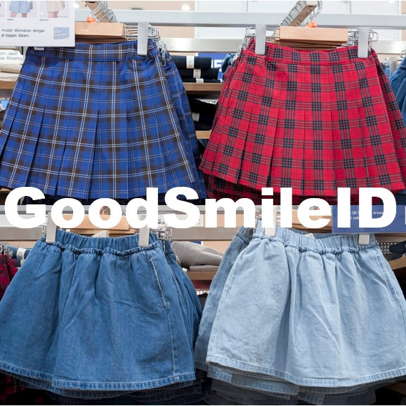 NEW GIRLS Rok Model Celana Mini Lipit Kotak Denim Skirt Pants Skort Anak Remaja Perempuan KIDS JASTI