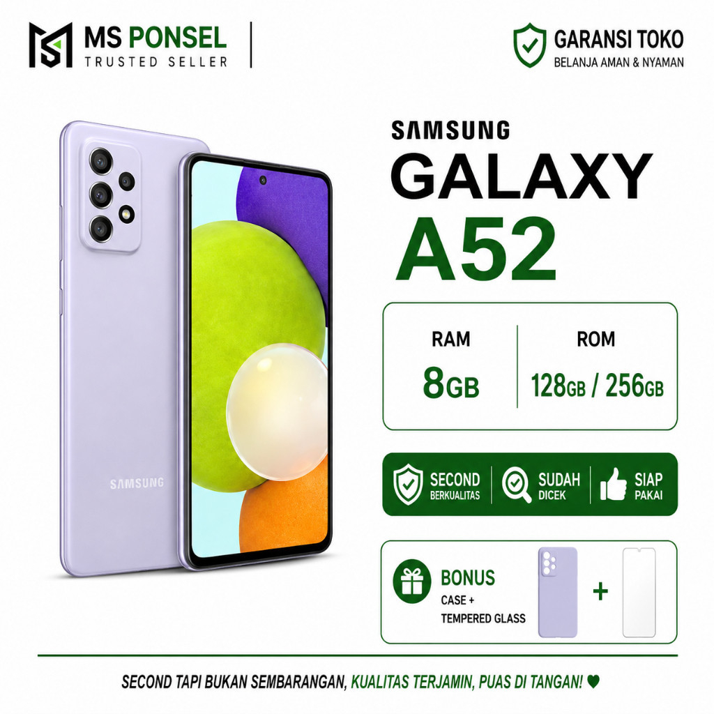 Samsung Galaxy A52 2018 RAM 8/128 | 8 Second Mulus - HP Samsung Bekas Original Murah NFC