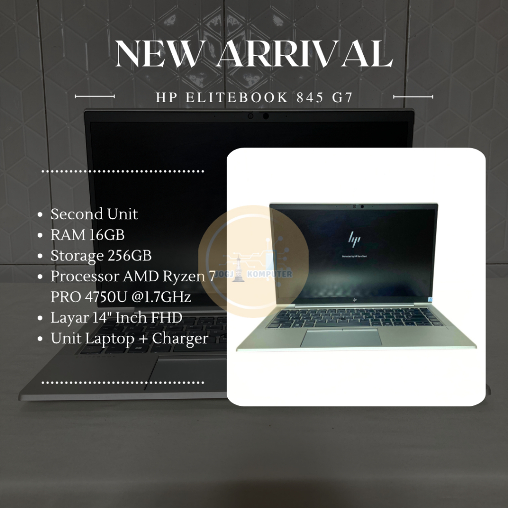 Laptop HP ELITEBOOK 845 G7 RAM 16GB SSD 256GB AMD Ryzen 7 Pro 4750U | Second Unit | with Charger Ori