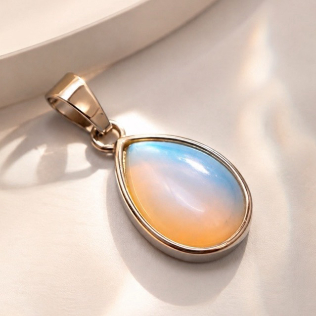 Kalung Opal Wanita Natural Premium | Natural Opal Stone Pendant | Kalung Batu Alam Wanita | Liontin 