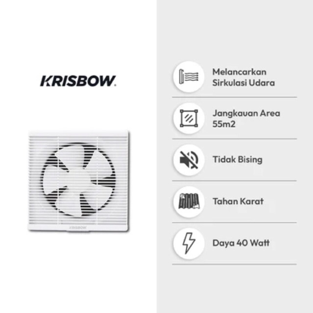 AZKO KRISBOW EXHAUST FAN DINDING 12INCH 1 ARAH-PUTIH/AZKO KRISBOW WALL EXHAUST FAN 1 WAY 12INC/EXHAU