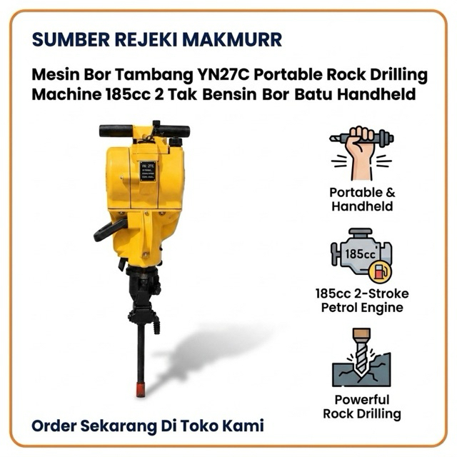Mesin Bor Tambang YN27C Portable Rock Drilling Machine | Mesin Bor Batu Bensin Handheld