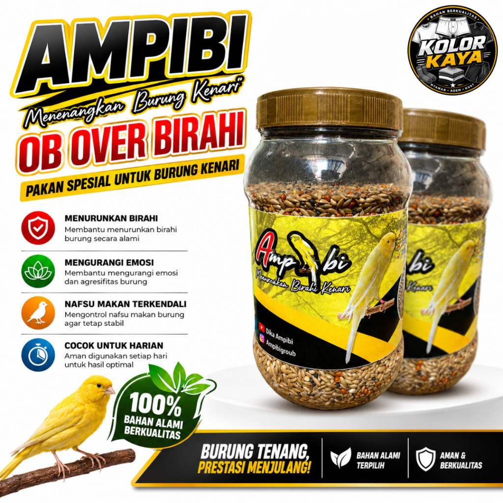 SEDIA AMPIBI OB OVER BIRAHI 1 TOPLES PAKAN MAKANAN BURUNG KENARI OVER PENURUN BIRAHI CIAK CABUT BULU