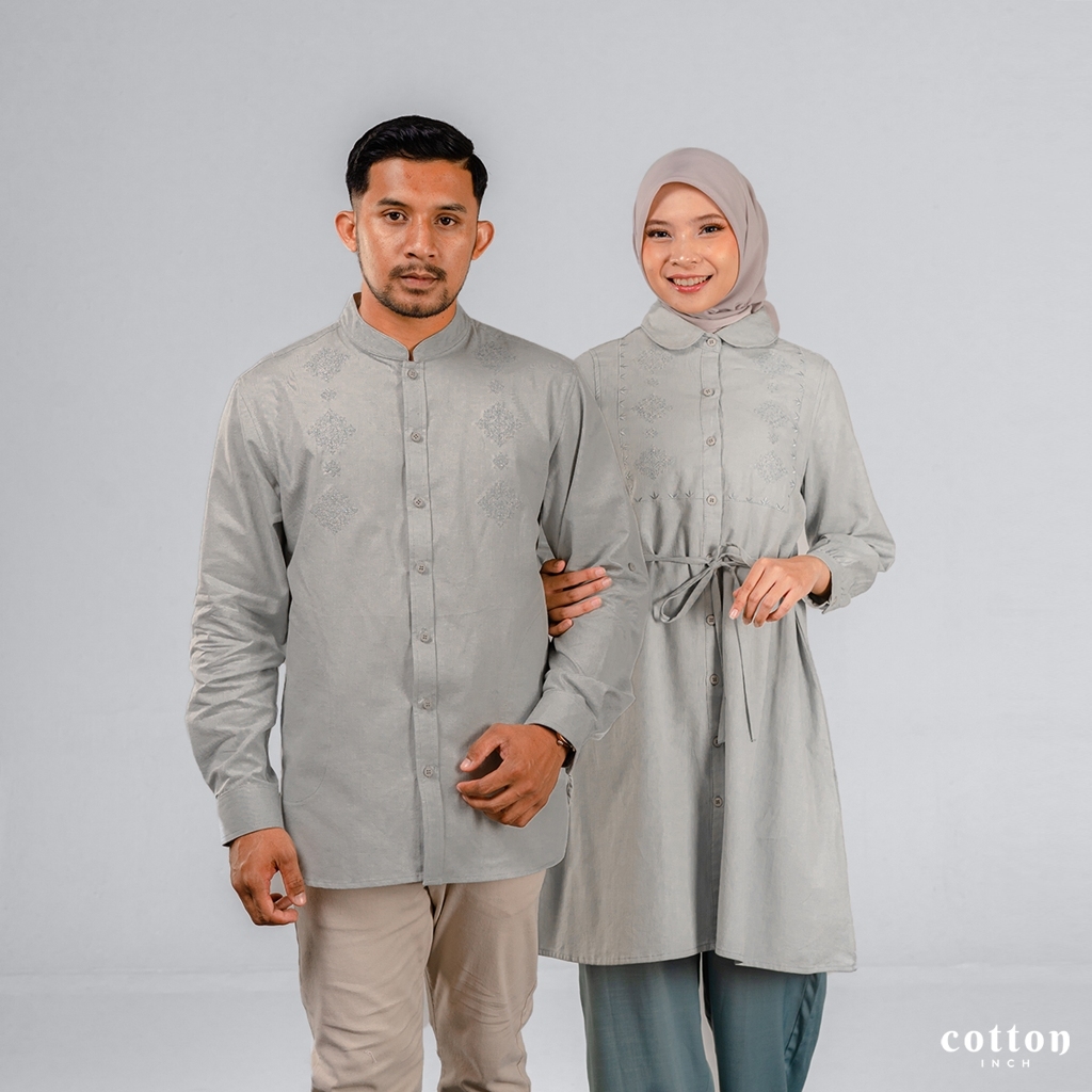 COTTON INSTYLE - Kamila Sarimbit Kemeja Tunik Lengan Panjang Wanita | Sarimbit Series Family Set