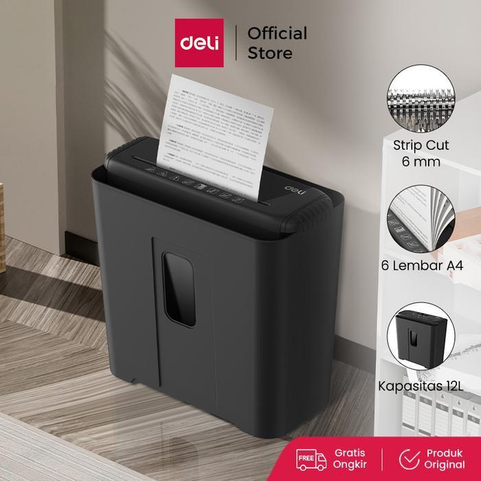 Deli Paper Shredder ET102SC 12L Mesin Penghancur Kertas 6 Lembar Strip Cut Garansi Resmi Deli ET 102