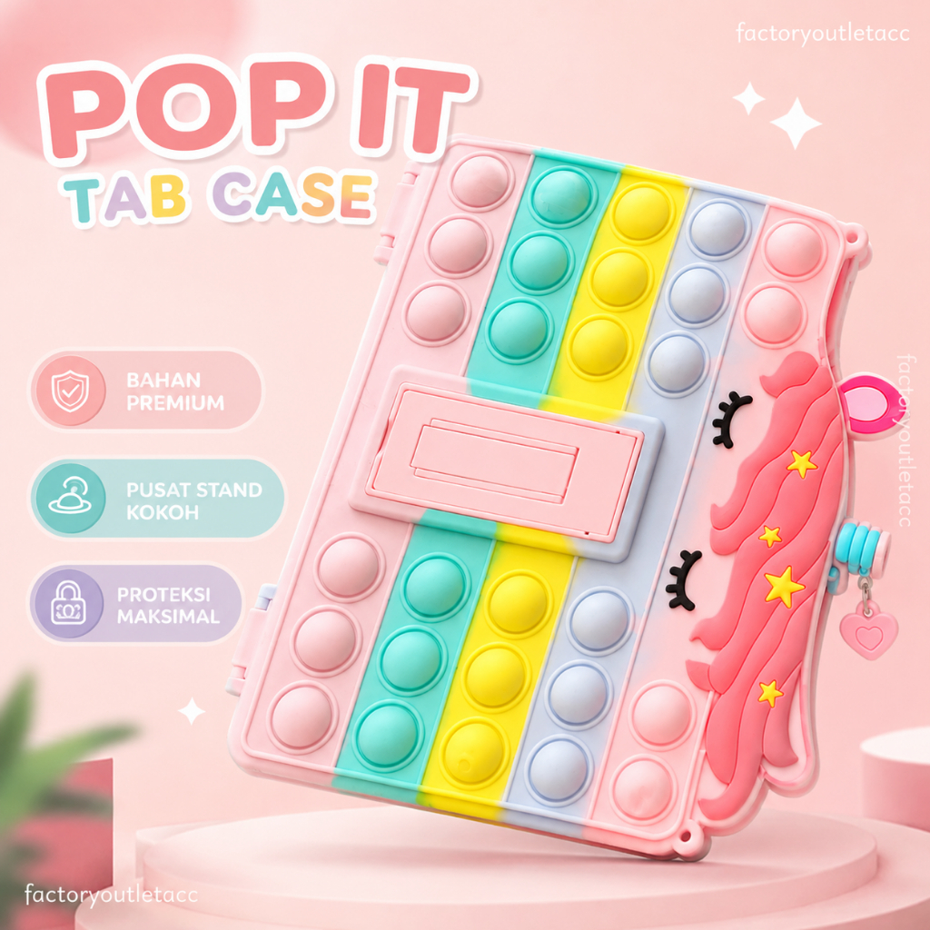 Apple iPad 5 / 6 / 7 / 8 / 9 / iPad Air 1 / Air 2 / Pro 9.7 | iPad Mini 6 Silicone Soft Case Pop It 