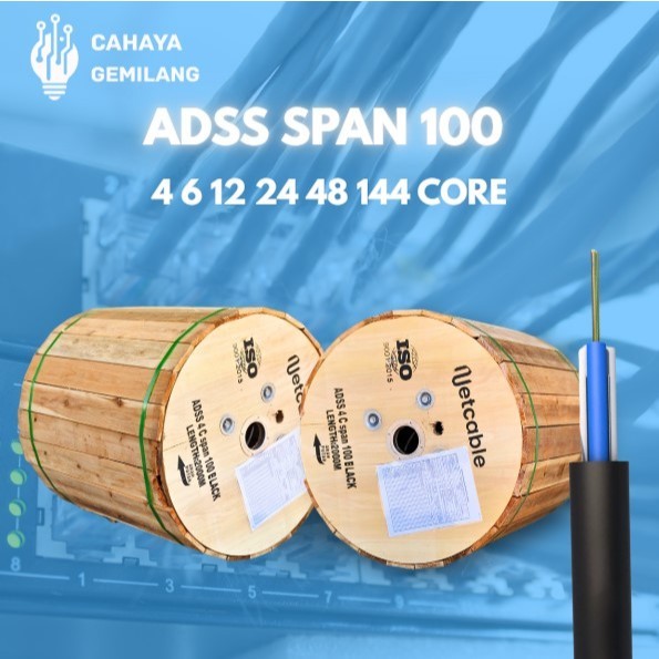 Kabel Fiber Optik ADSS 4 CORE 6 CORE 12 CORE 24 CORE 48 CORE 144 CORE 2KM | Kabel FO ADSS