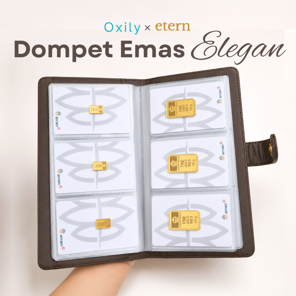 ETERN Dompet Nabung Emas Antam Logam Mulia Perhiasan Surat Mini LM Wanita Tempat Penyimpanan Box