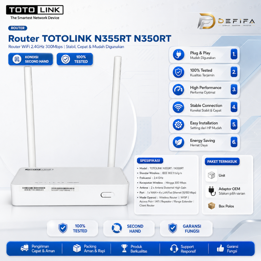 WIRELESS WiFi N Router TOTOLINK N355RT N350RT WISP 300Mbps | Plug & Play | Repeater WISP AP Router
