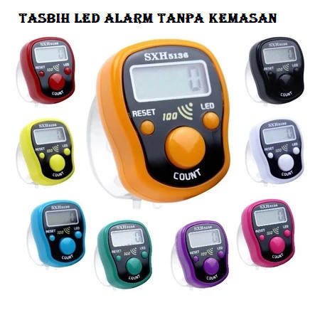 (TANPA KEMASAN) Tasbih Alarm LED SHX5136 Digital Finger Counter LED Alarm 100 Akan Bunyi 3 Tombol