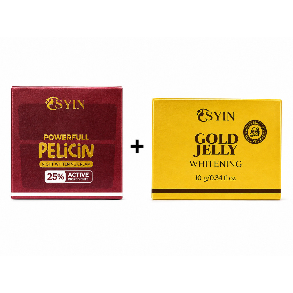Osyin Glow - Paket Bundling Powerfull Pelicin Night + Gold Jelly - Krim Malam Pencerah Wajah Flek & 