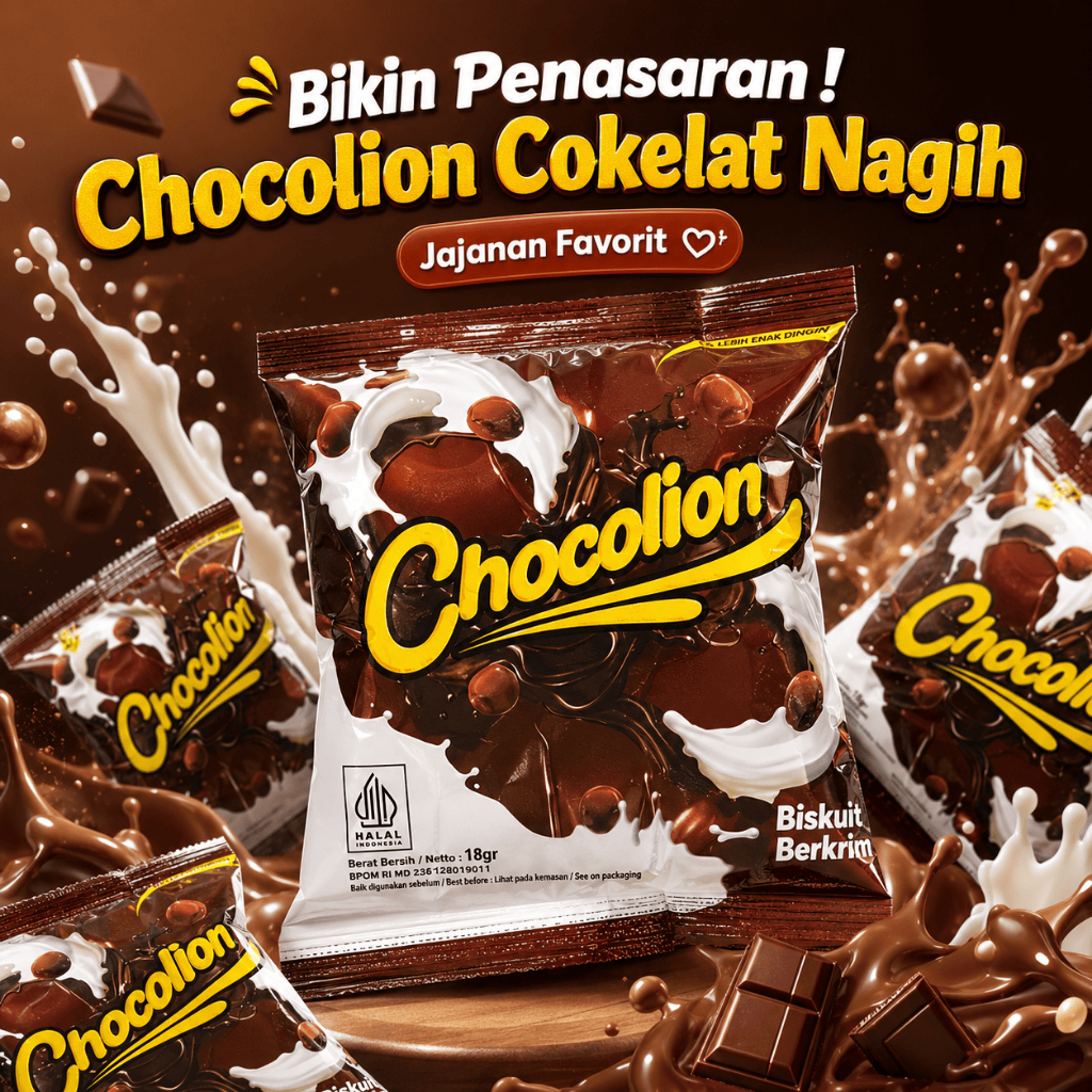 Chocolion Biskuit Berkrim Cokelat 18gr Snack Ciki Coklat Jajanan Anak