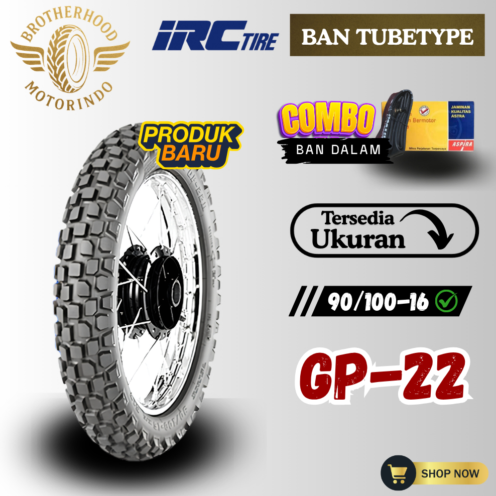 BAN IRC GP 22 NON TUBELES ( 90/100-16 ) GP 21/22 / BAN IRC TRAIL / BAN TUBETYPE RING 16 / NON TUBBLE