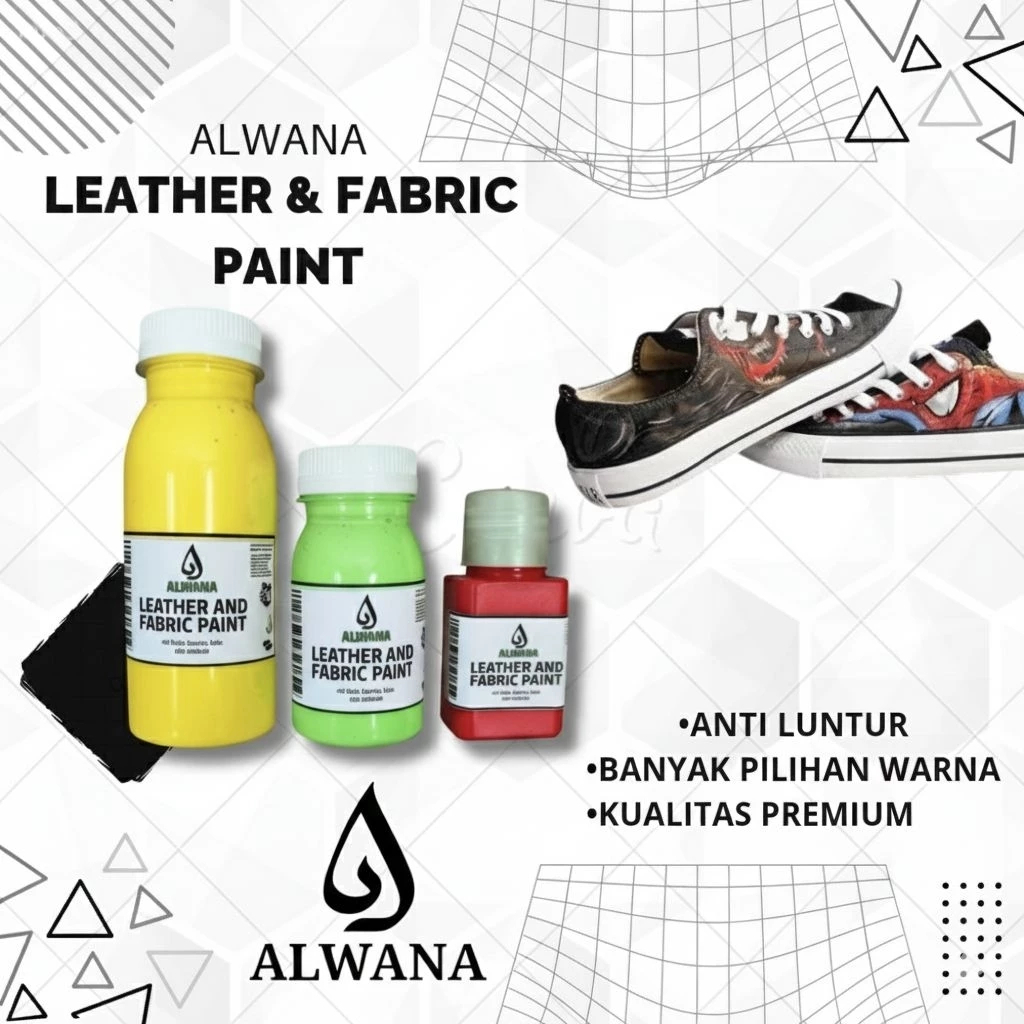 ALWANA Leather & Fabric Paint CAT SEPATU CAT KAIN CAT KANVAS Anti Luntur Banyak Pilihan Warna Kualit