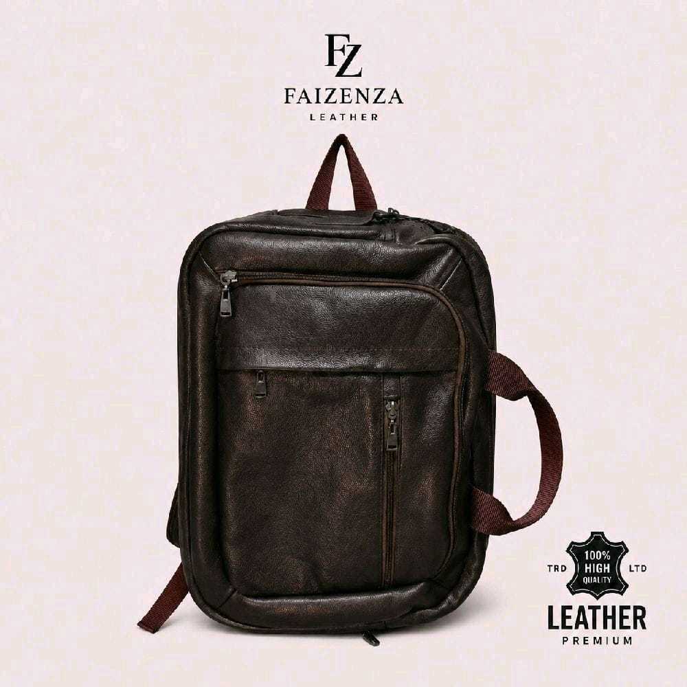 Faizenza Tas Kulit Pria Ransel Original Garut Korean Style - Tas Kulit Hitam Elegan, Kualitas QC Pas