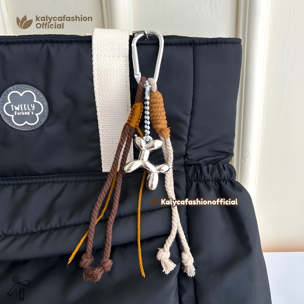 Bag Charm Poodle Balloon Dog Silver Gantungan Tas Kunci Macrame Aesthetic Gantungan Kunci Anjing Pud