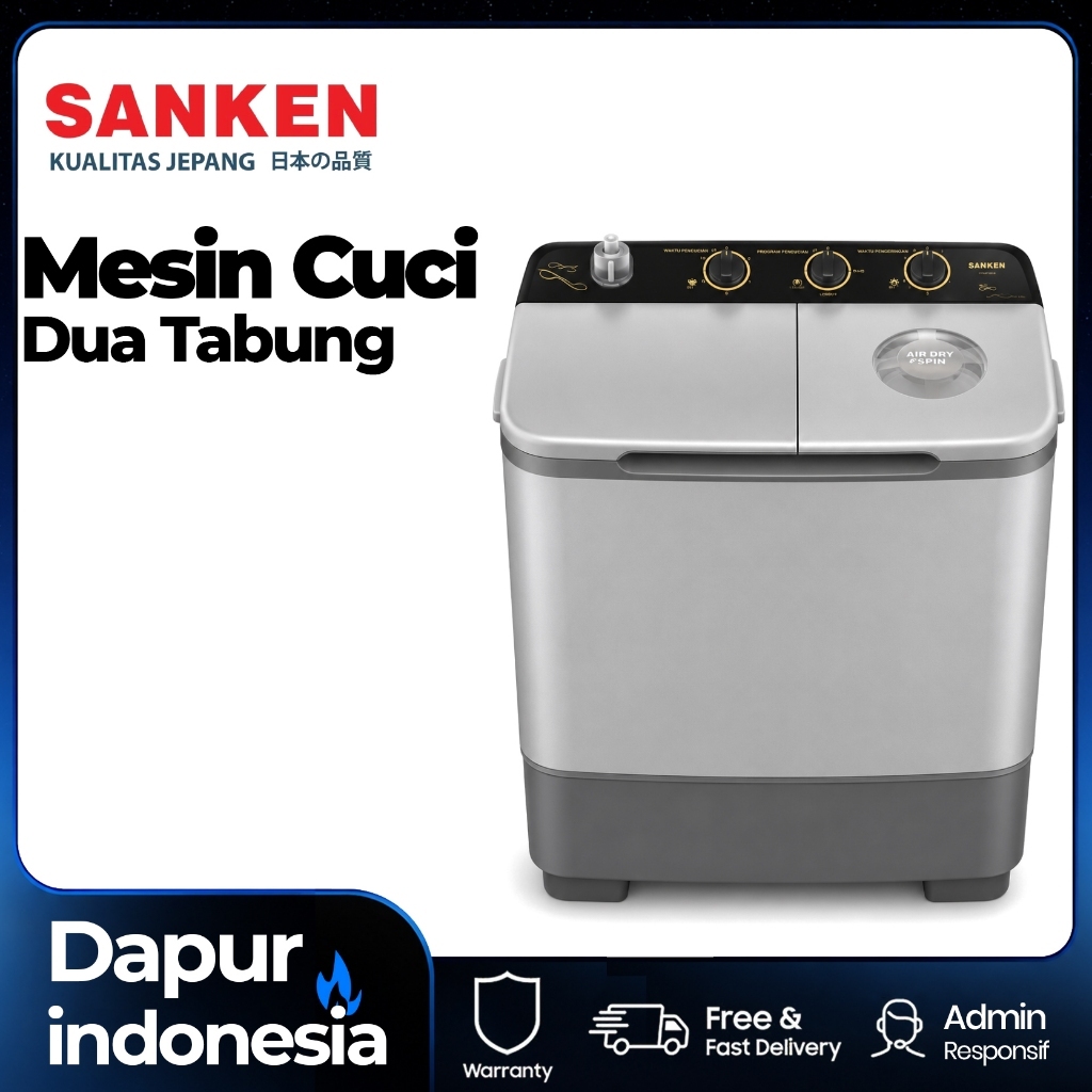 Mesin Cuci 2 Tabung SANKEN TW-9110 / TW-8663 / TW-8827 / TW-8600