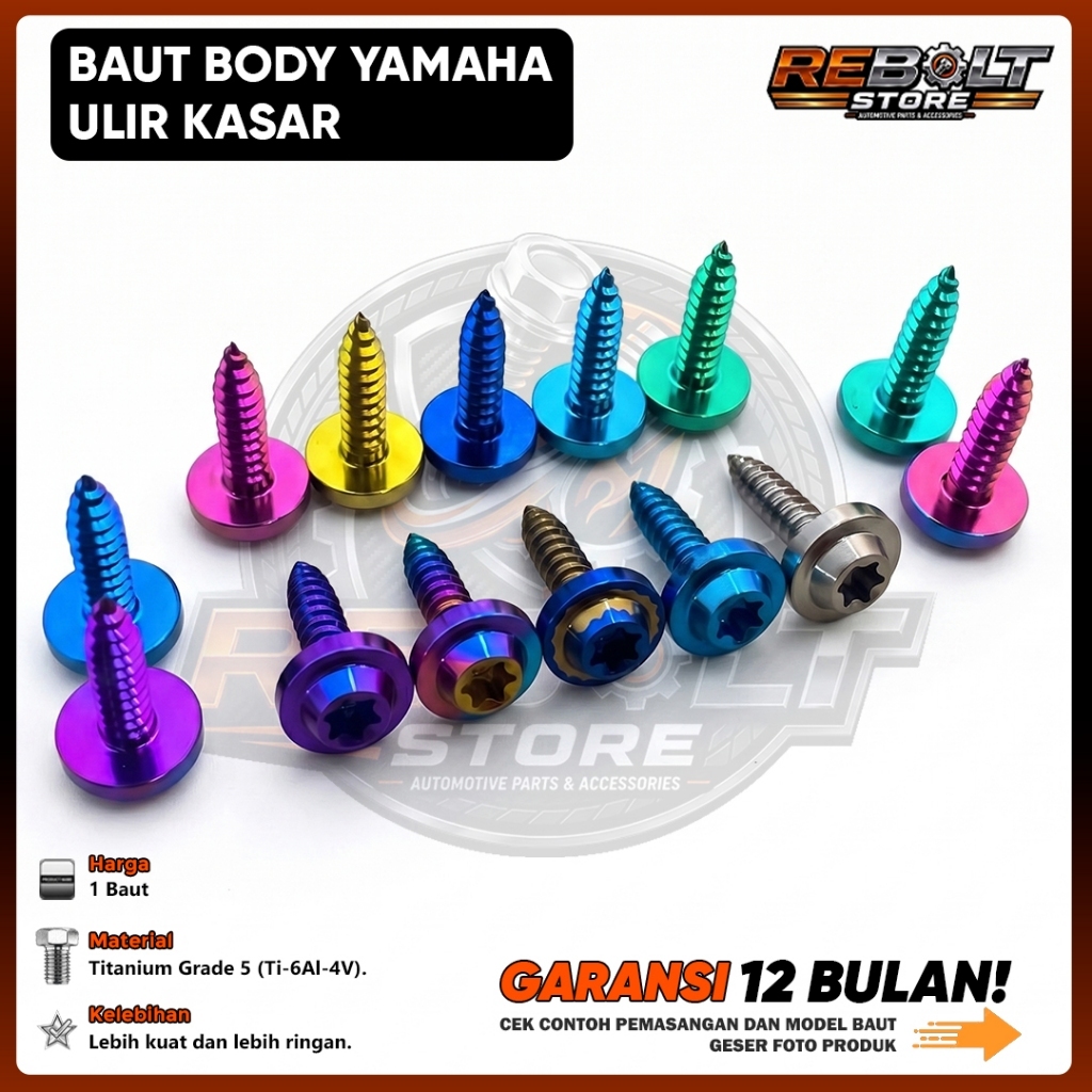 Baut Titanium Body Kasar Yamaha Mio Fino Nmax Aerox Nouvo Xeon Jupiter Drat Kasar GR5 REBOLT