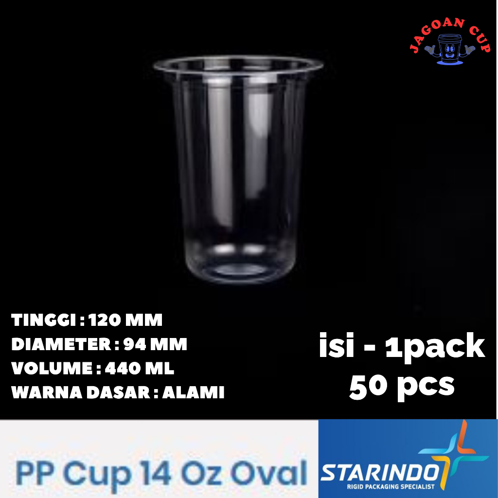 Gelas Plastik 14 Oz Polos OVAL Starindo / Pp Cup Starindo 14 Oz