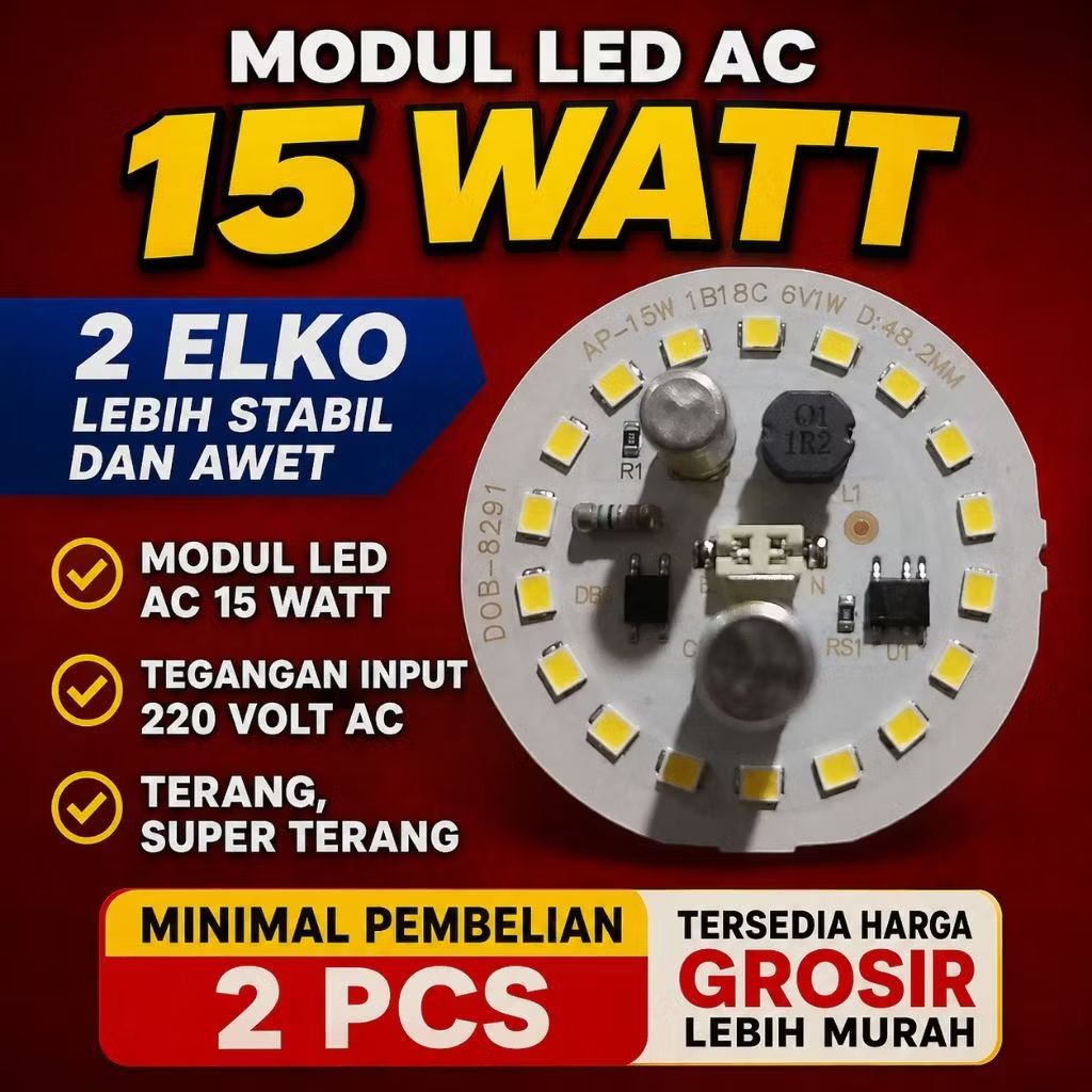 Modul Led AC  15watt 49.2mm  2elco lebih stabil