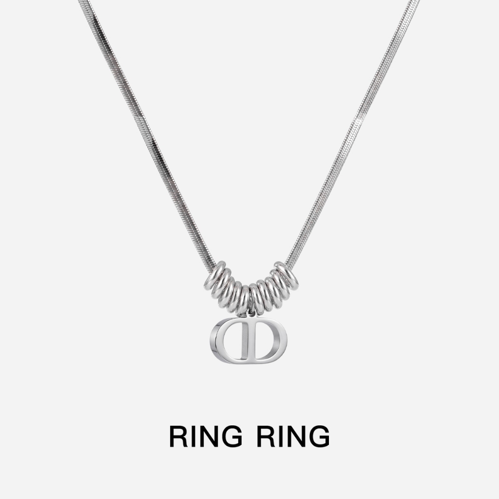 RINGRING Kalung Rantai Ular Baja Titanium Liontin Huruf D Gaya Minimalis Anti Karat