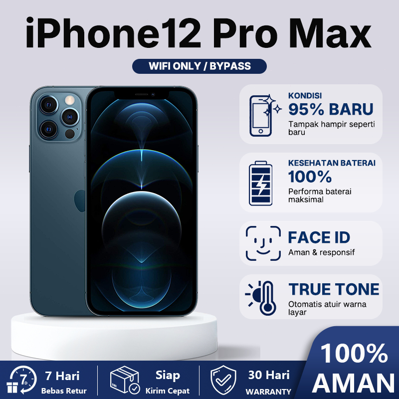 iPhone 12 PRO MAX SECOND ORIGINAL Inter 128/256/512GB Mulus Like New Face ID Apple iP 12 pro max  Wi