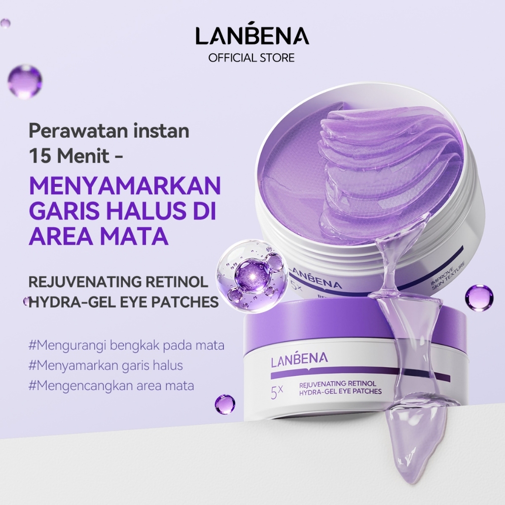 [BPOM] LANBENA Masker Mata Eye Patch Retinol Collagen 60Pcs Anti Aging Mengurangi Kerutan Lingkaran 