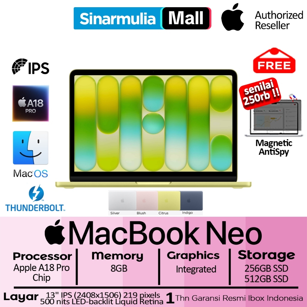 Apple MacBook Neo A18 Pro Chip 256GB / 512GB SSD 8GB Mac