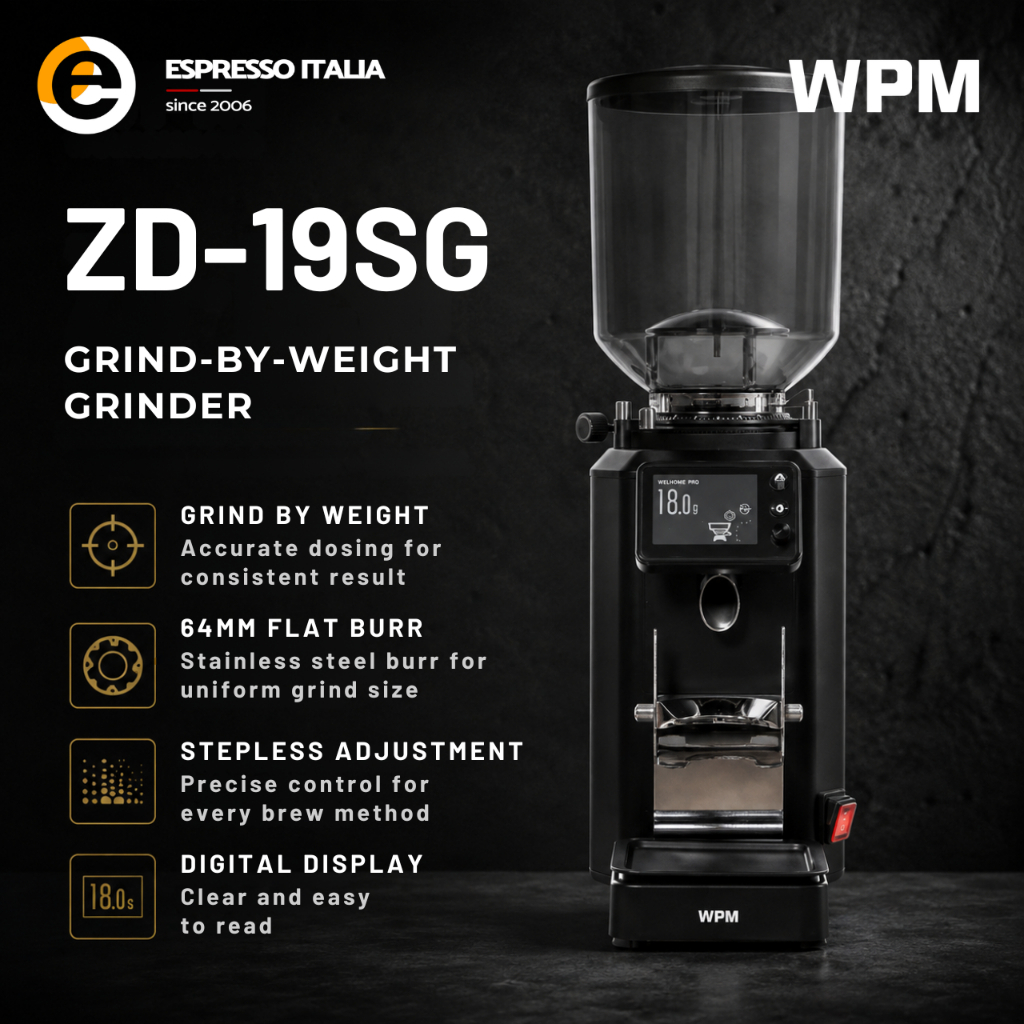 Mesin Grinder Kopi WPM ZD-19SG Grind by Weight 64mm Flat Burr Espresso Coffee Grinder