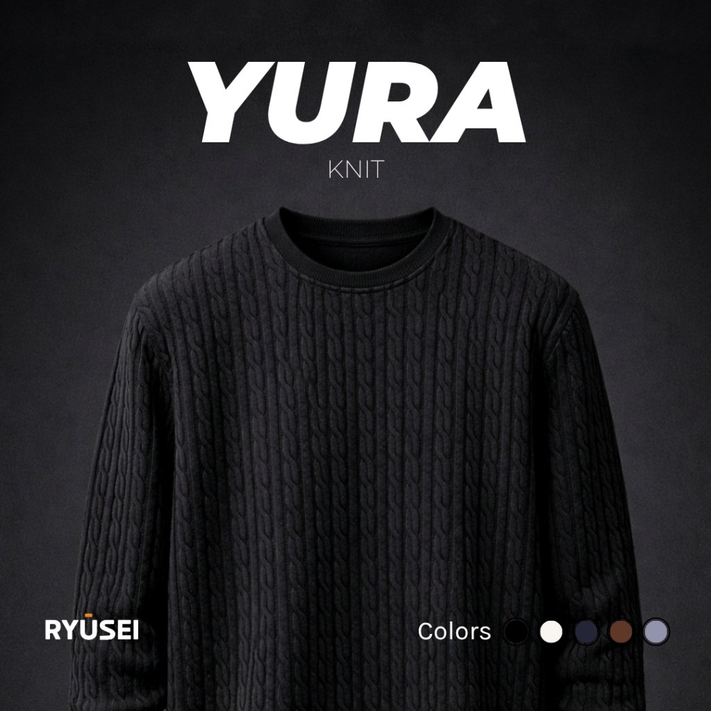 Ryusei Sweater YURA Knit Black – Sweater Knit dengan Tekstur Unik